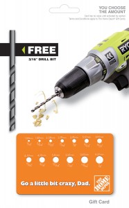 father's day gift card drill bit home depot
