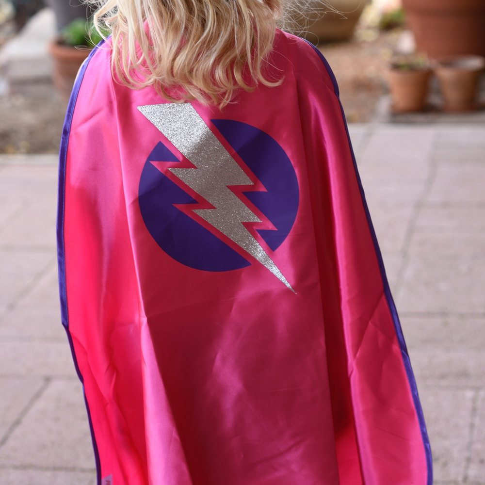 Pink Lightning Cape Super Hero