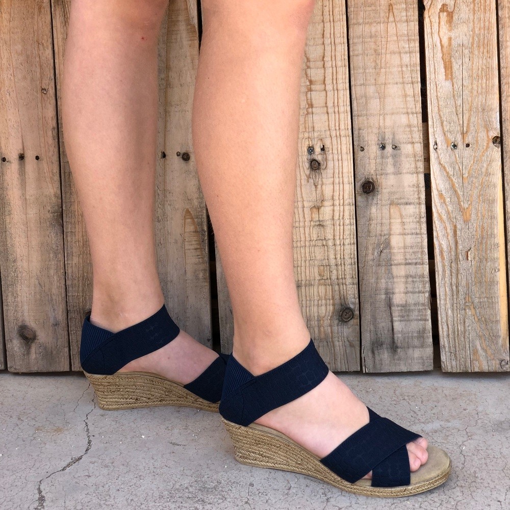 perfect navy wedge sandals summer Charleston Shoe Co