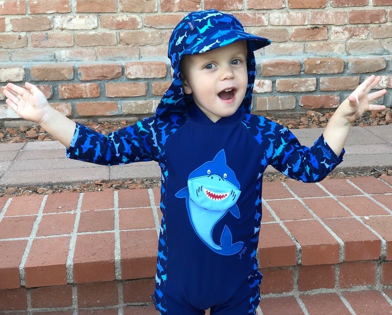 shark blue sun protection suit toddler