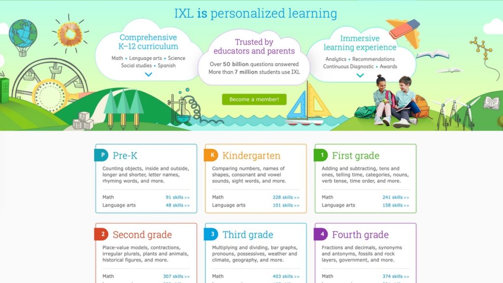 IXL learning math online tutoring app